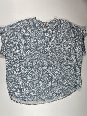 FARWEST CECIL Short-Sleeved Abstract Print Blouse ~ Size XXL